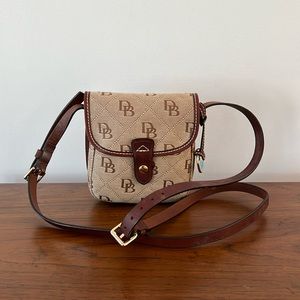 Dooney & Bourke SM North South Cross Body Flap Bag Brown with Amber